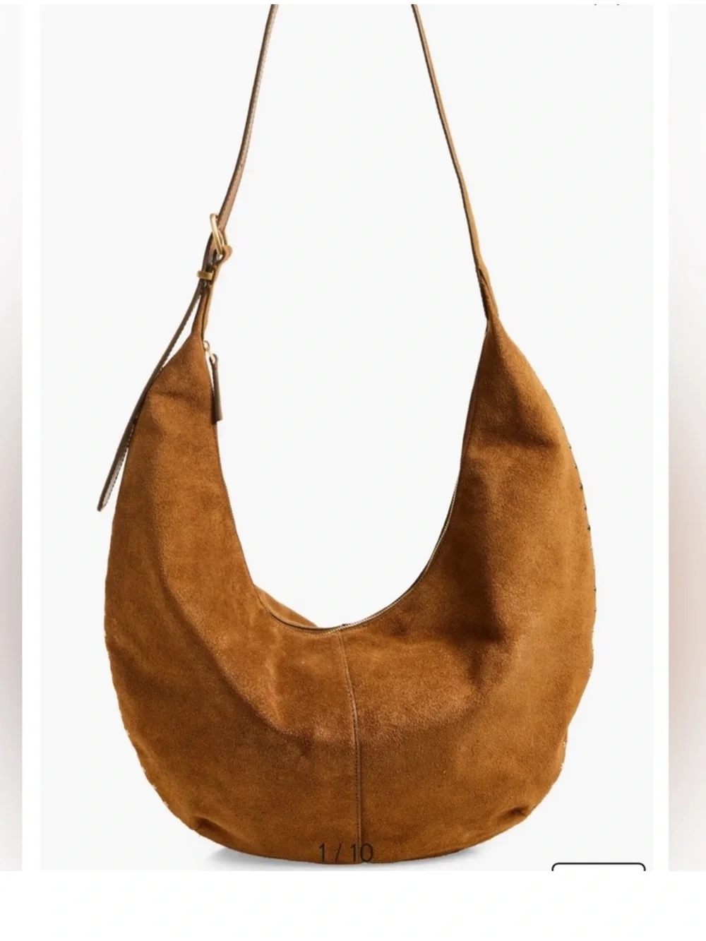 NWOT Madewell The Essential Curve Hobo Bag in Cognac Suede